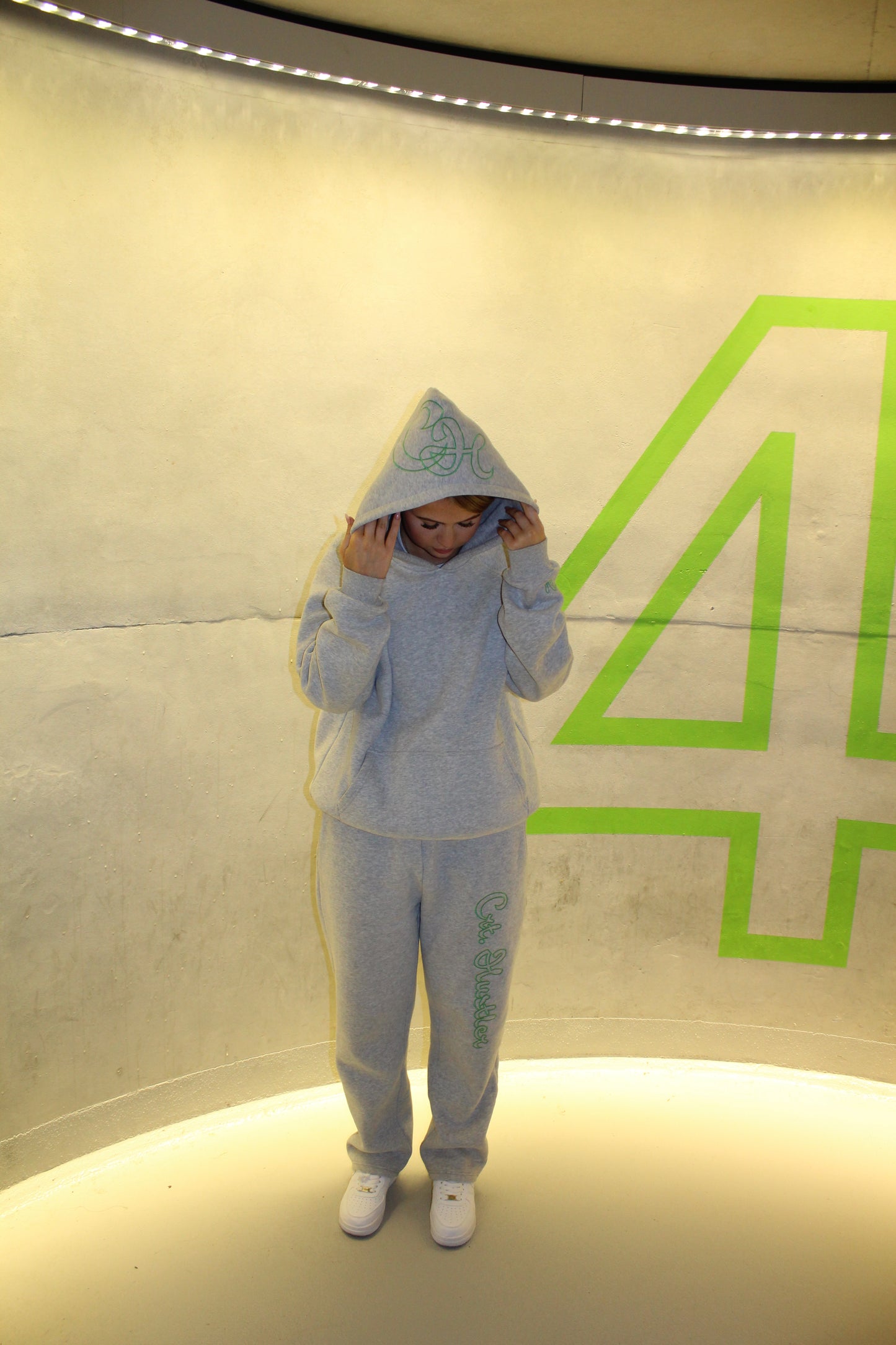 ,,MNL'' Green on Grey Melange - Sweatpants